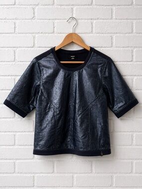 RUDSAK Genuine Leather Top | Electric blue | Size M